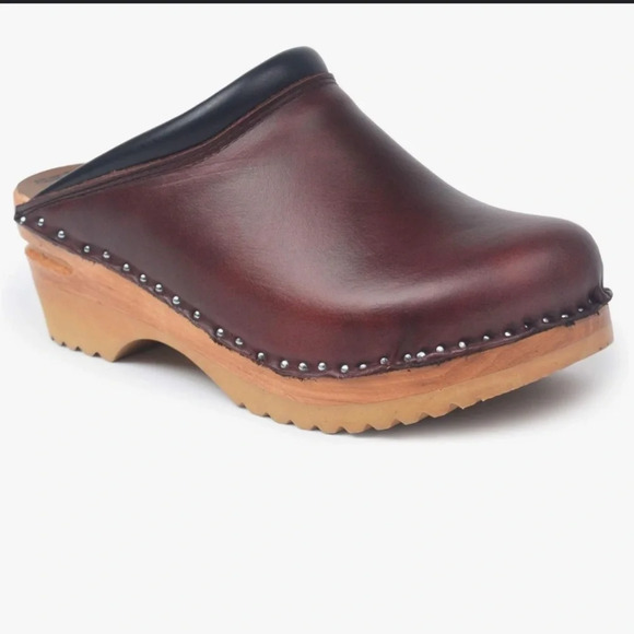 Troentorp Rembrandt Clog Leather Wood 2.2” Heel Brown Slip On Studded Size 42 - Picture 13 of 16